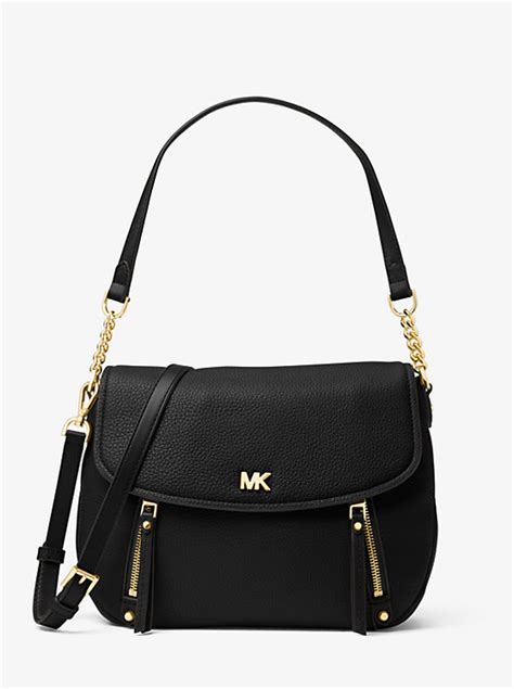 michael kors evie pebbled leather hobo handbag black|michael kors evie shoulder bag.